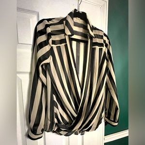 Black/White stripe blouse -Medium